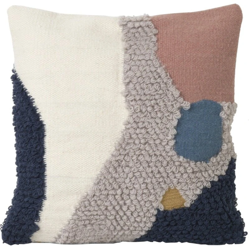 Ferm Living Coussin Loop en laine et coton beige/gris