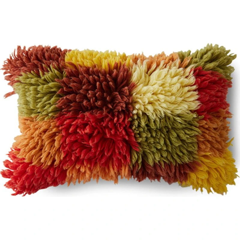HK Living Fluffy Rag Coussin Multicolore