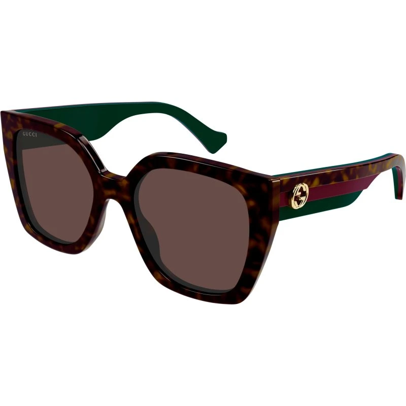 Gucci GG1300S 002 Lunettes de Soleil Carrées Havana Marron