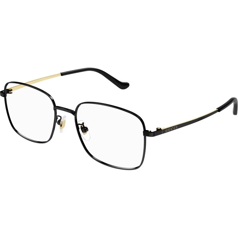 Gucci Homme GG1355OA 001 Montures Optiques Carrées en Métal Noir