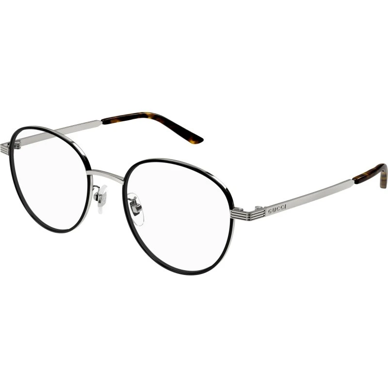 Gucci Homme GG1353OA 003 - Montures Optiques Rondes en Métal Ruthénium