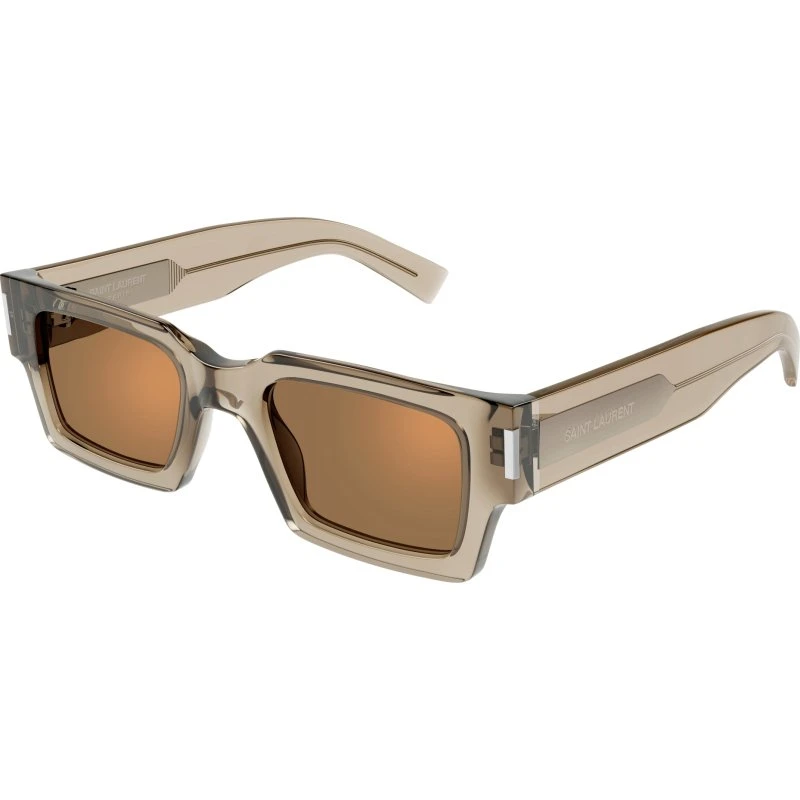 Saint Laurent SL 572 006 Lunettes de Soleil Carrées Jaune Marron