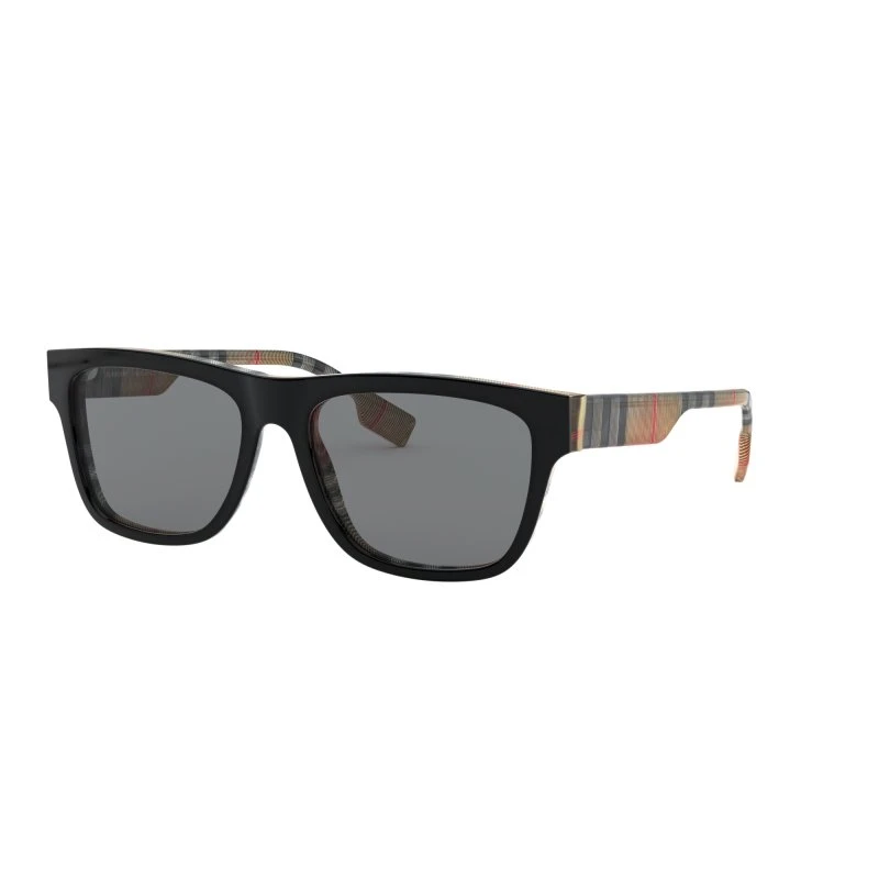 Burberry Homme BE4293 : Lunettes de soleil carrées en acétate noir et gris