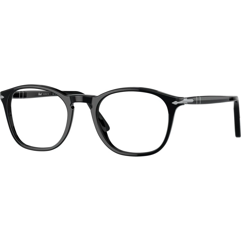 Persol PO3007VM 95 - Monture Optique Carrée en Acétate Noir Transparent