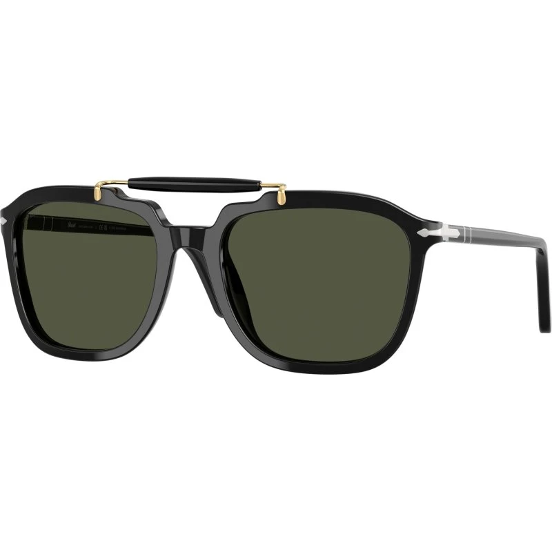 Persol PO0203S 95/31 Lunettes de Soleil Carrées en Acétate Noir et Vert