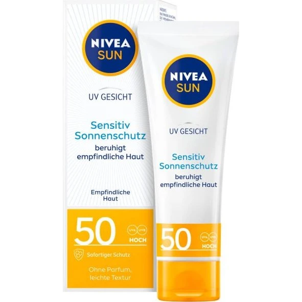 NIVEA SUN Crème Solaire Visage Sensible SPF 50, 50 ml
