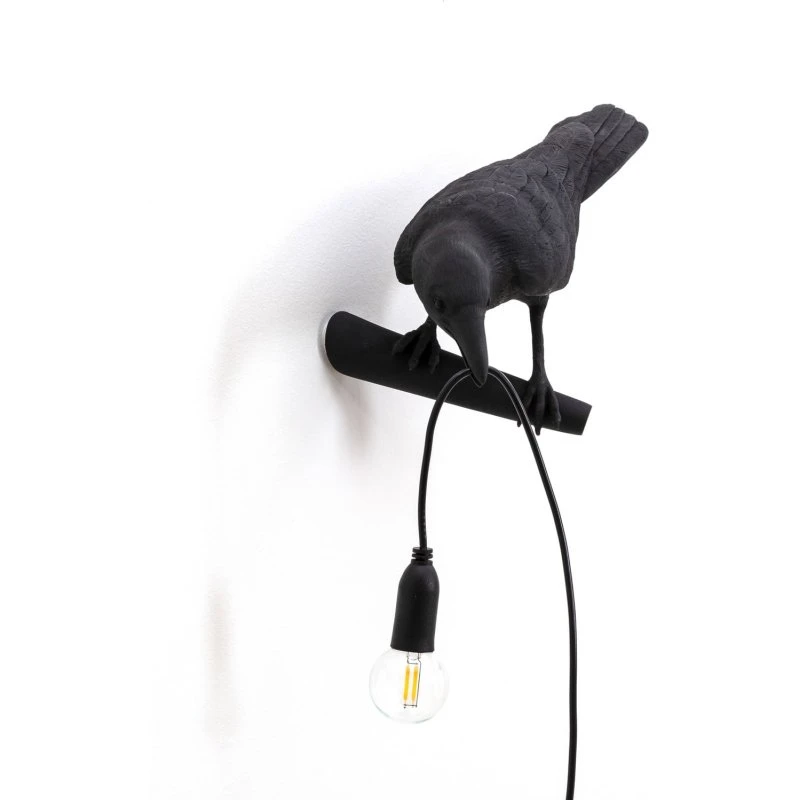 Seletti Applique Murale Bird Lamp Oiseau Regardant à Gauche, Noir