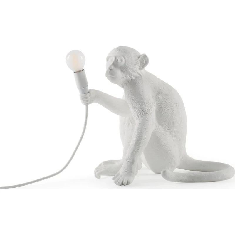 Seletti Lampe Monkey Lamp Singe Assis Blanc