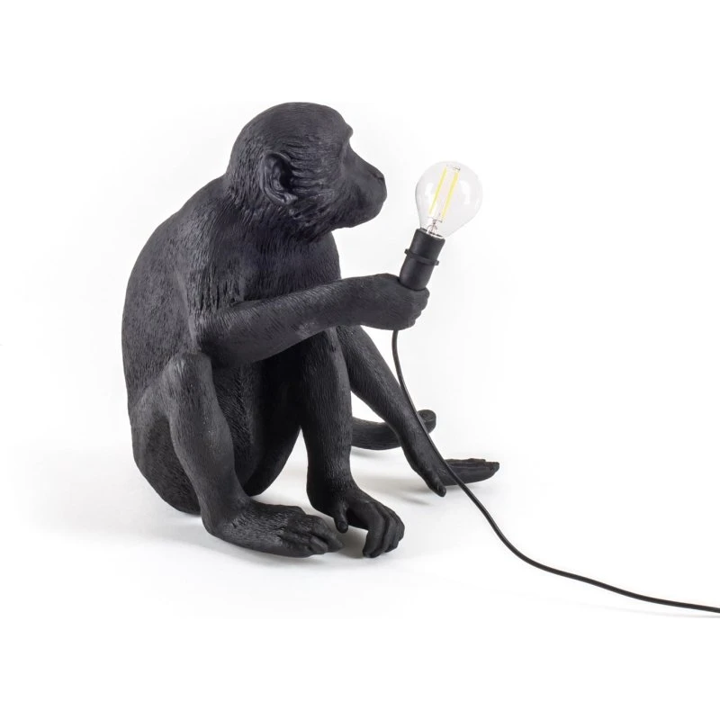 Seletti Lampe à Poser Singe Assis Noir - Monkey Lamp Extérieur
