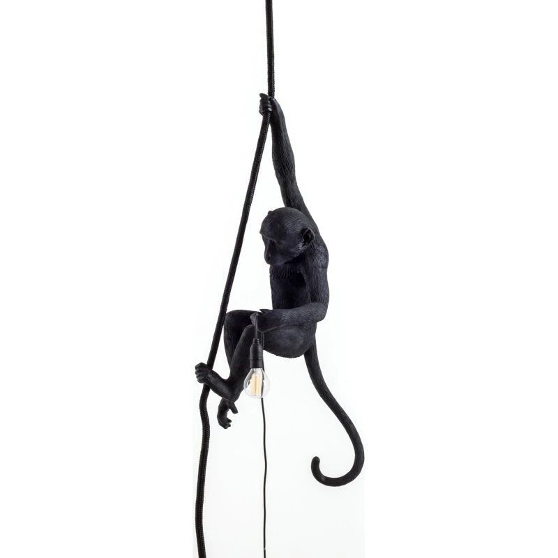 Seletti Singe avec Corde Plafonnier Noir Extérieur