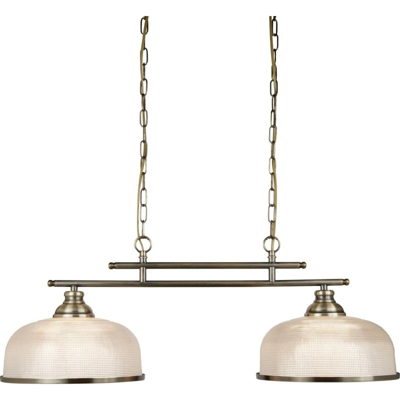 Searchlight Suspension Bistro II en verre et laiton antique