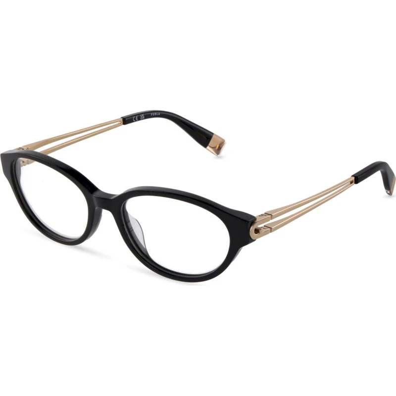 Furla VFUB31 700Y Montures Optiques Rondes en Acétate Noir