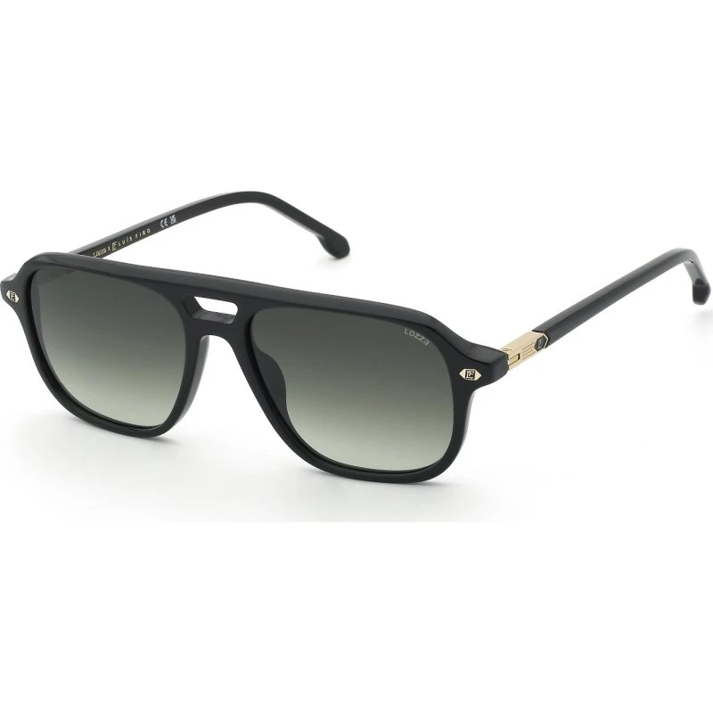 Lozza SL4419 Lunettes de Soleil Carrées en Acétate Noir et Vert