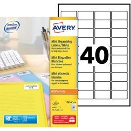 Avery Étiquette Laser Mini 45,7x25,4 mm Blanche