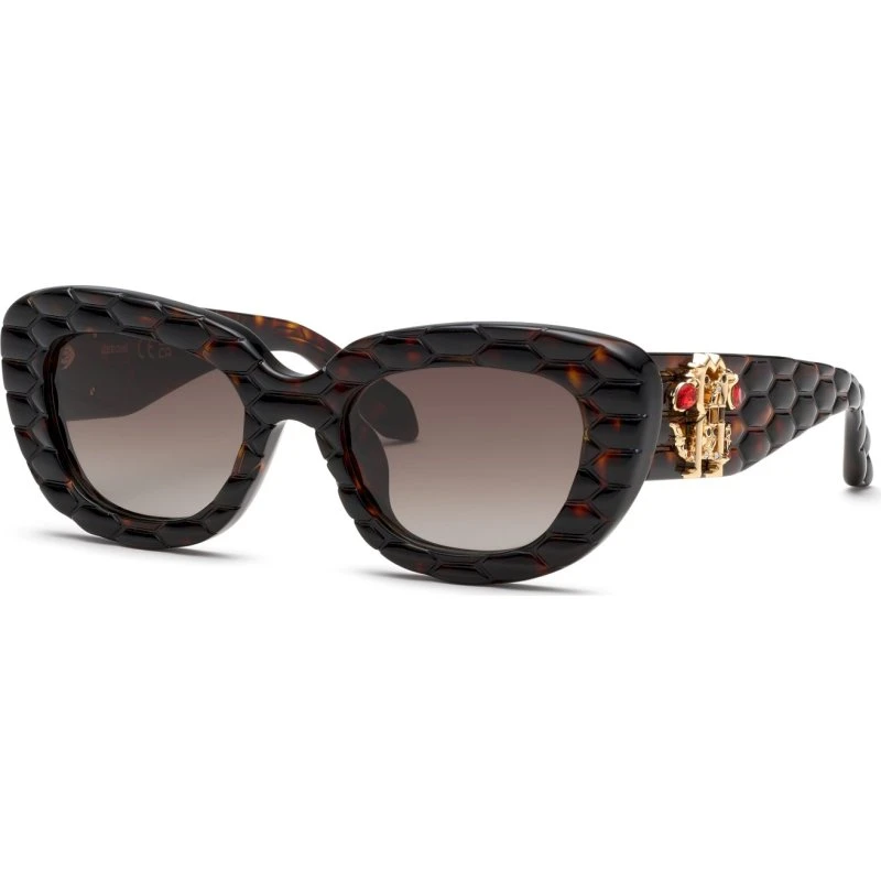 Roberto Cavalli SRC058S 743 Lunettes de Soleil Géométriques Marron