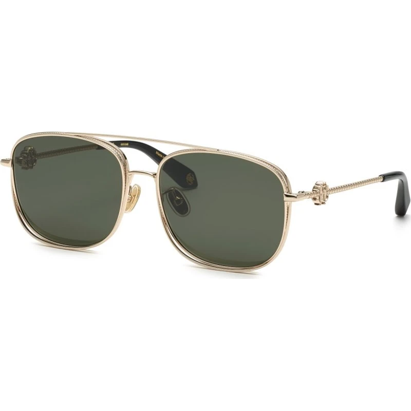 Roberto Cavalli SRC059M Lunettes de Soleil Carrées Or et Vert