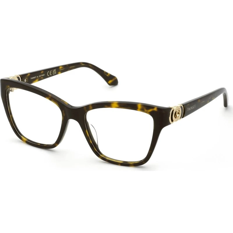 Twinset VTW072 781 Lunettes Optiques Carrées en Acétate Havane