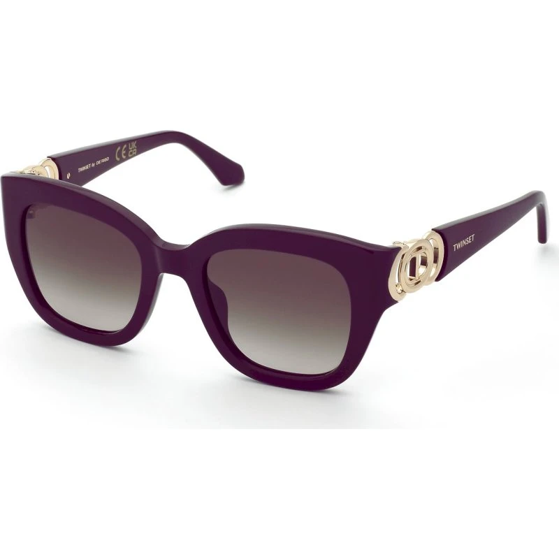 Twinset STW065 : Lunettes de soleil carrées en acétate violet et marron