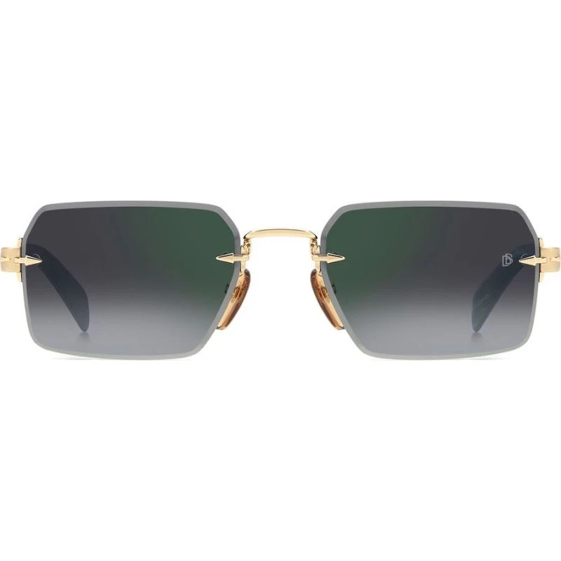 David Beckham DB 7109/S Lunettes de Soleil Carrées Dorées et Verres Verts