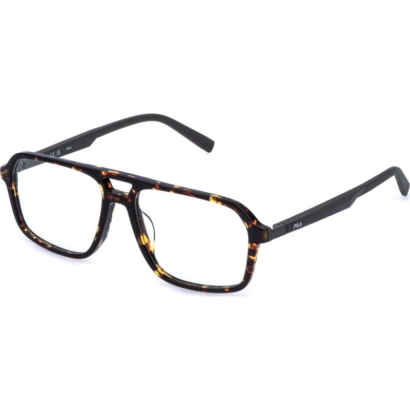 Fila Homme VFIA94 779 - Montures Optiques Carrées en Acétate Havana