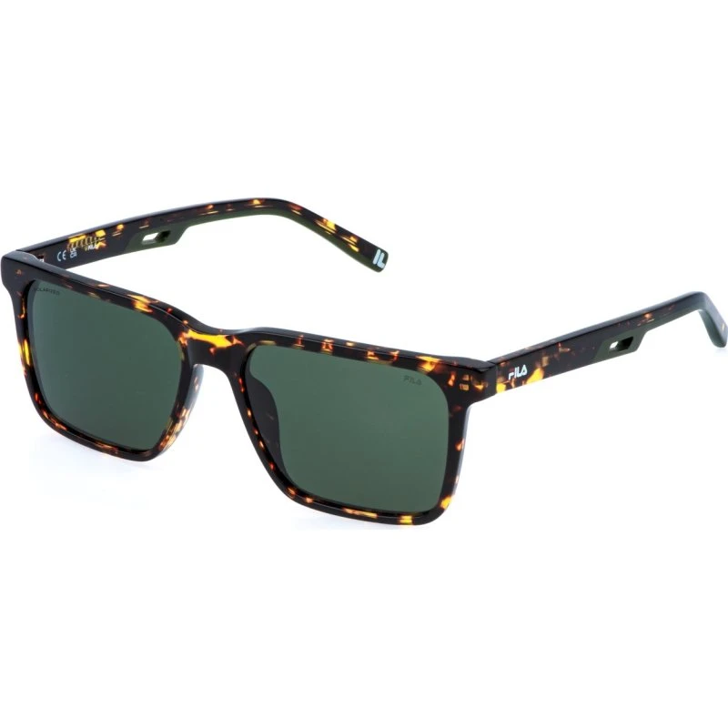 Fila Homme SFIB06 Z62P Lunettes de Soleil Carrées Vertes en Acétate