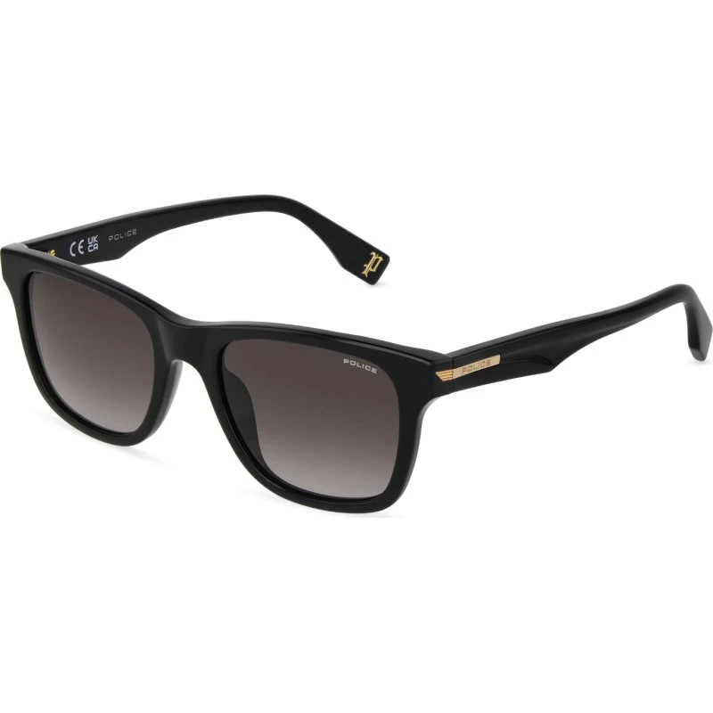 Police SPLU68 NERVE 2 Lunettes de Soleil Carrées en Acétate Noir