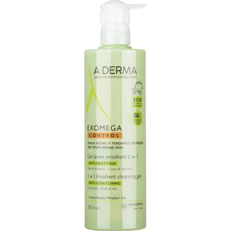 A-Derma Exomega Control Gel Douche 2 en 1, 500 ml