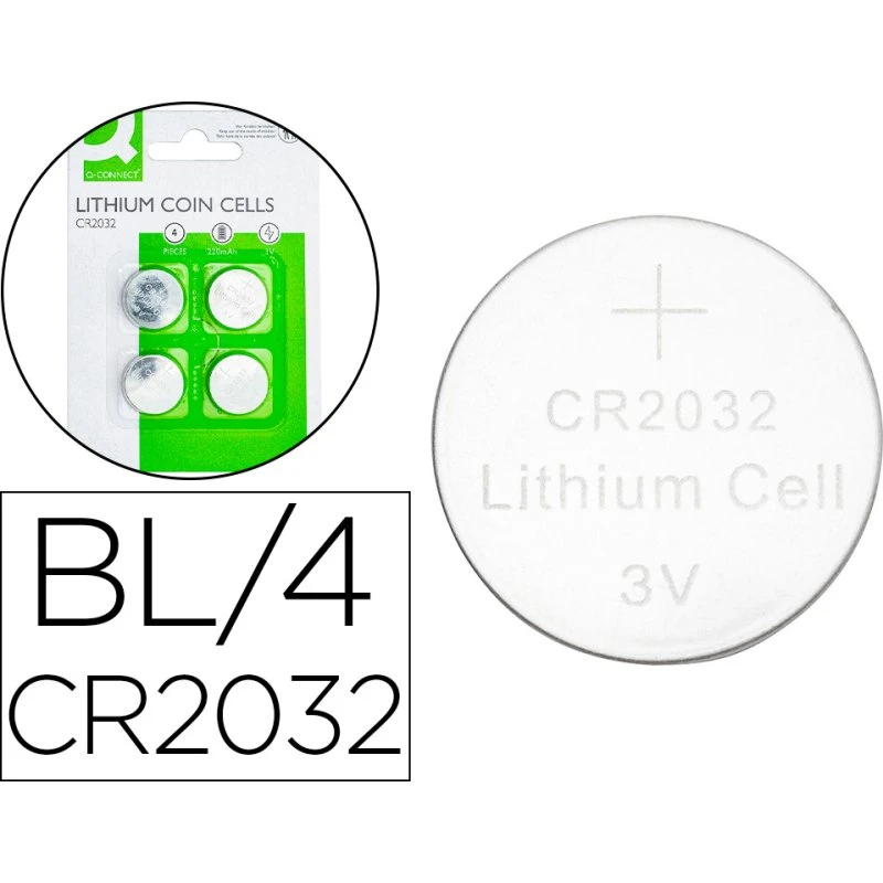 Q-Connect Pile Bouton Lithium CR2032 3V 4 unités