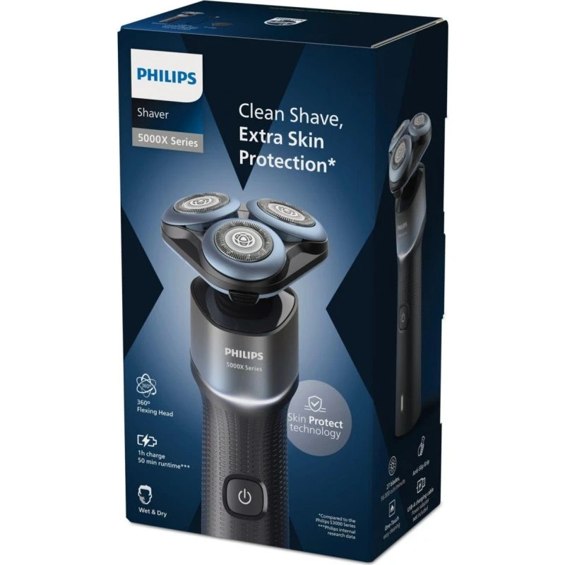 Philips Series 5000X X5006/00, Rasoir Électrique Wet & Dry Noir/Bleu