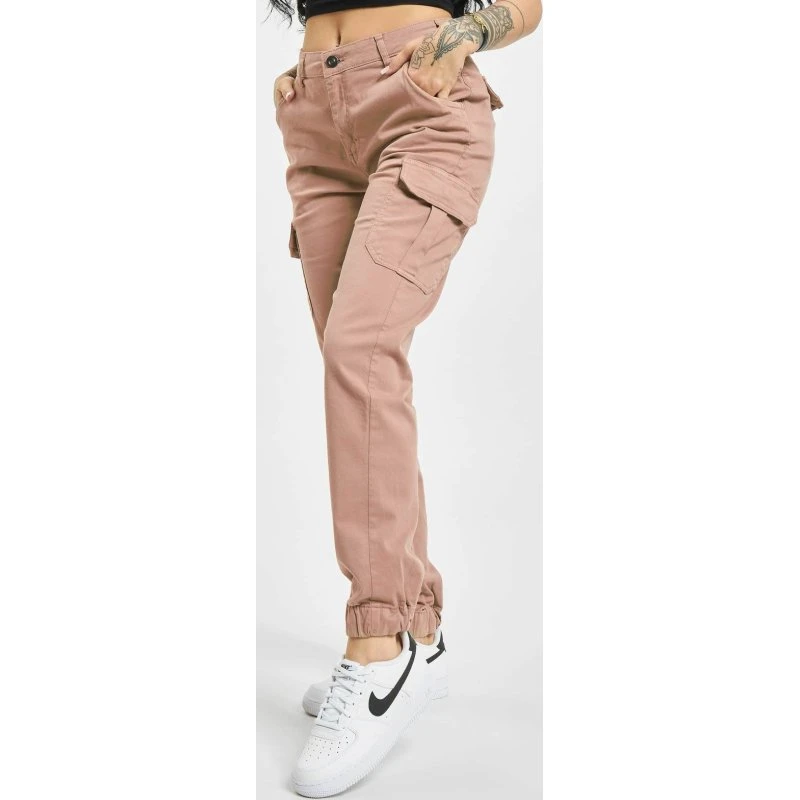Urban Classics Jean Cargo Stretch Taille Haute - Rose Antique