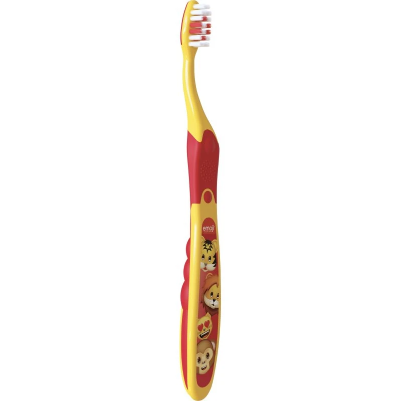 Elgydium Kids Emoji Brosse à Dents Souple 2/6 Ans Jaune/Rouge