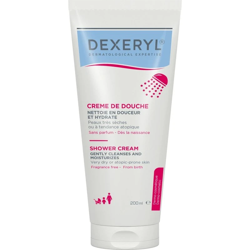 Dexeryl Shower Crème Nettoyante Peaux Sèches et Atopiques, 200 ml