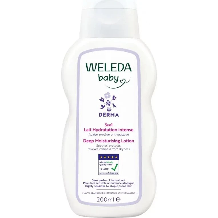 Weleda Baby Derma Lait Hydratation Intense 3en1 Sans Parfum 200ml