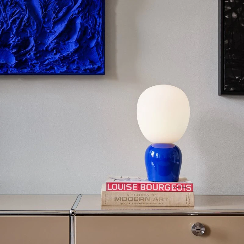 Belid Lampe à poser Buddy, Bleu, Verre et Métal, 33,5 cm
