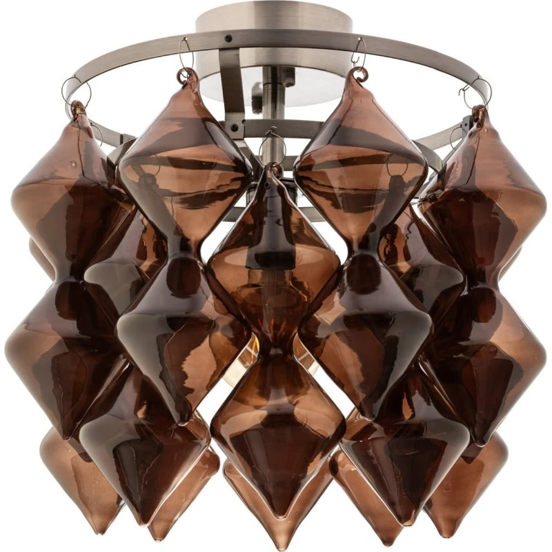 Plafonnier By Rydéns Gemma - Verre Brun et Acier Brossé - E27