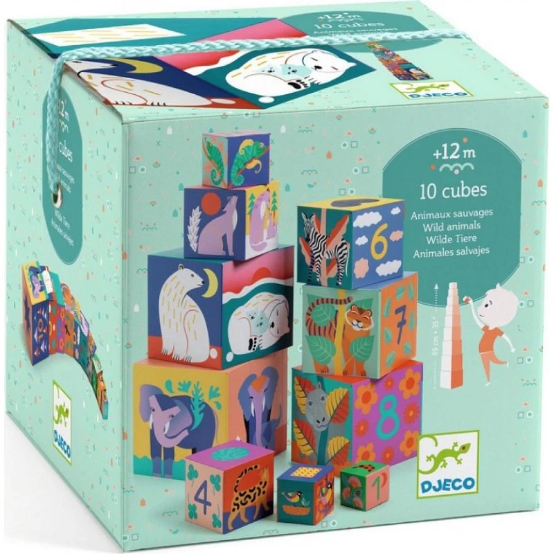 Djeco - Cubes Animaux Sauvages 10 Pièces