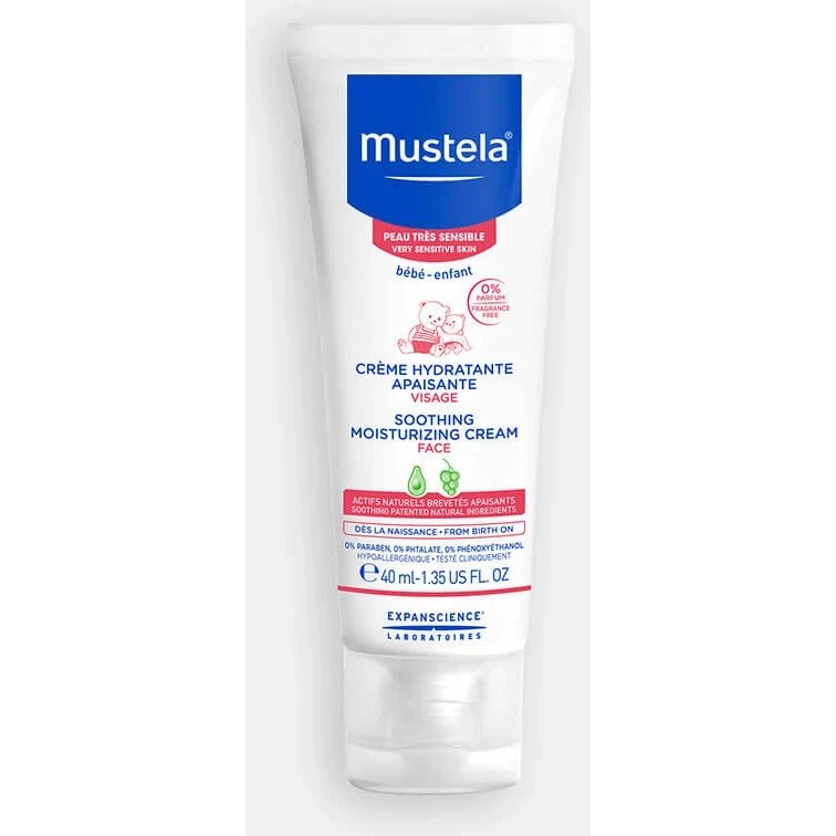 Mustela Crème Hydratante Apaisante Visage pour Bébé, 40ml