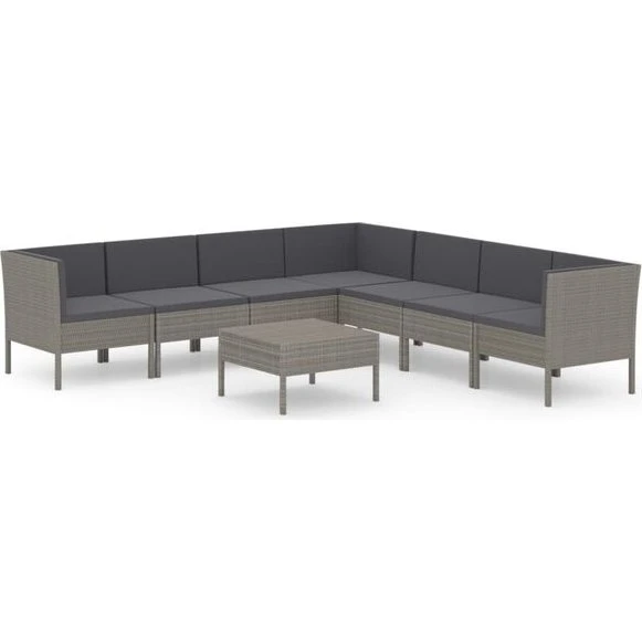 vidaXL Salon de jardin 8 pcs résine tressée gris