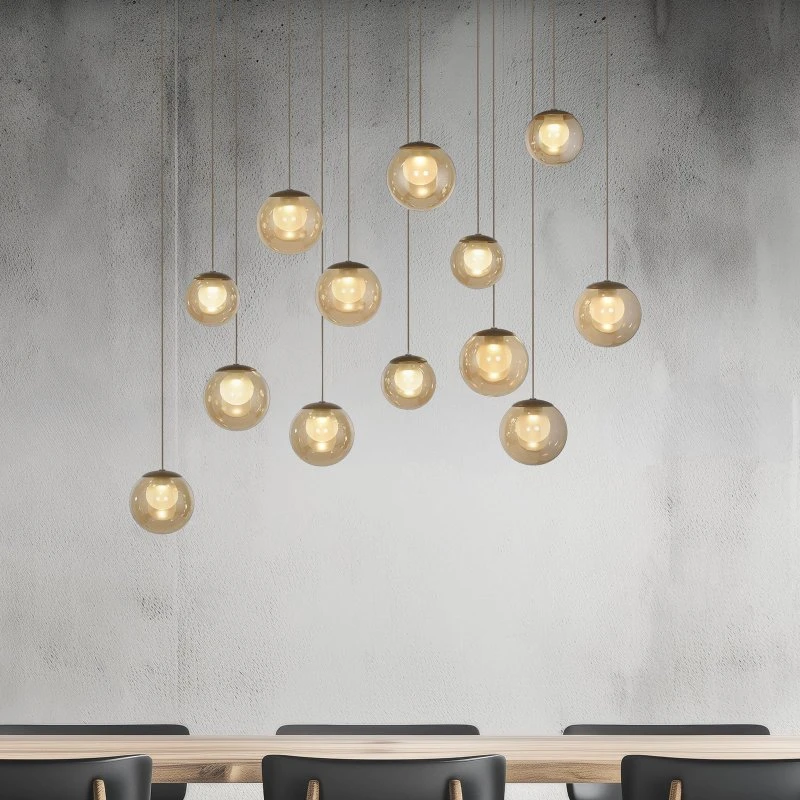 PURE Suspension LED Popup Bronze/Ambre - 100 cm, 13 ampoules