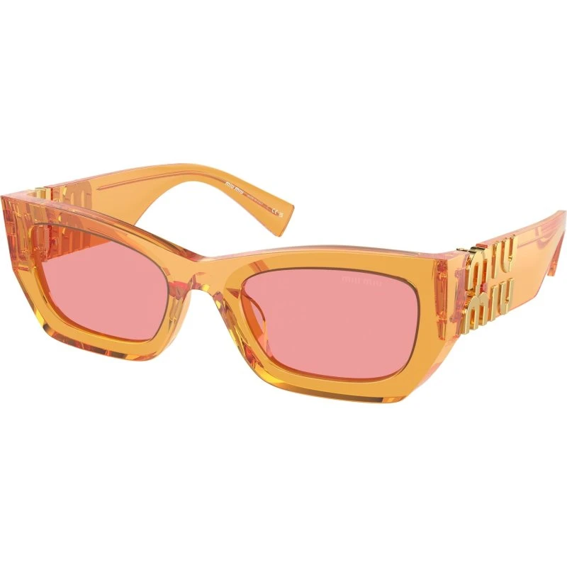 Miu Miu MU 09WS Lunettes de Soleil Carrées Orange et Rose