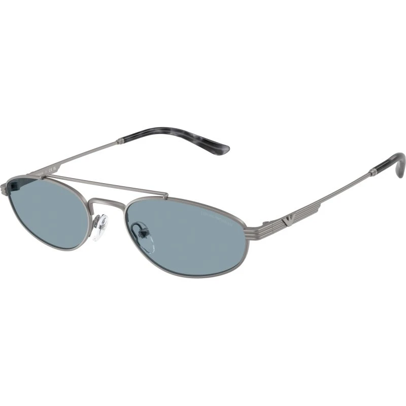 Emporio Armani Homme EA2157 Lunettes de Soleil Pilote Métal Gris et Bleu