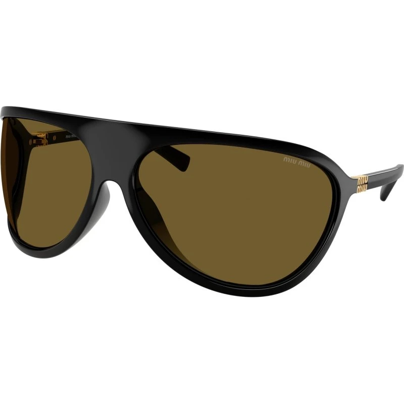 Miu Miu Lunettes de Soleil Géométriques MU A01S 1AB01T Noir Marron