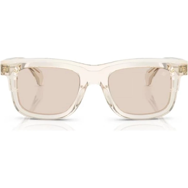 Moncler ME6004 Lunettes de Soleil Carrées Blanches et Marron