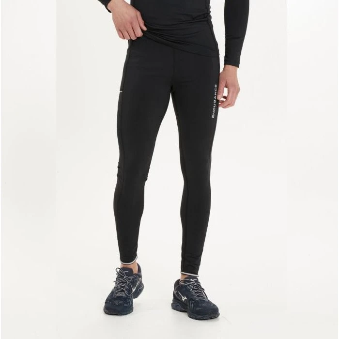 Endurance Collants Longs Homme - Noir - Élastique et Coupe-vent
