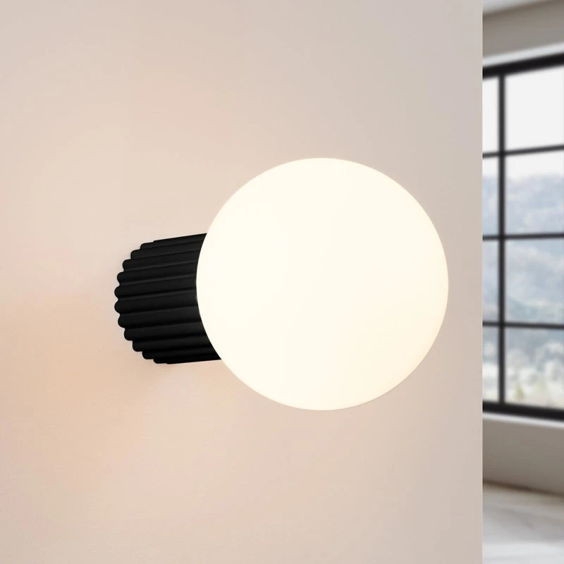 Sollux Lighting Applique murale ORBI, Verre noir/Métal, Ø 12 cm, IP44