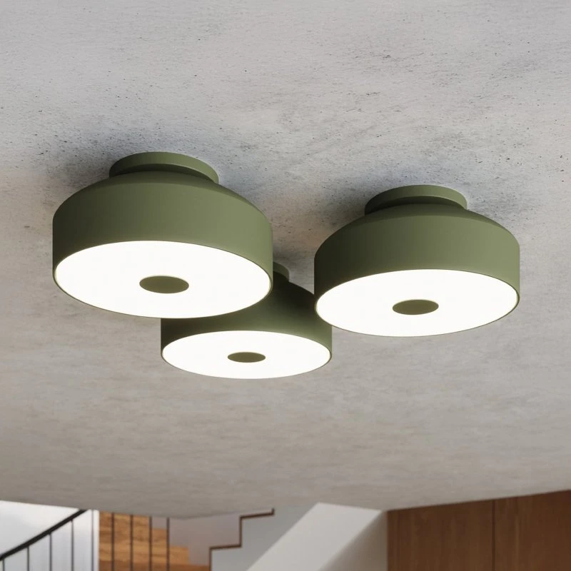 SOLLUX LIGHTING Plafonnier CLARO Vert Olive - Ø 30 cm - 4 x E27