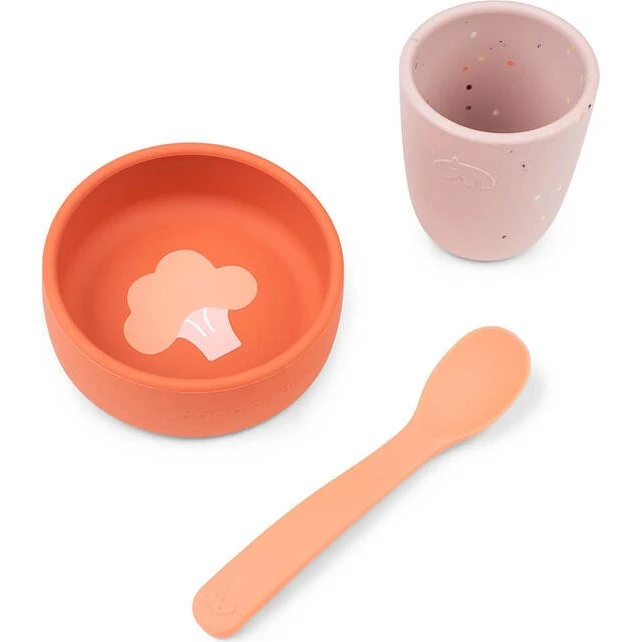 Done by Deer Set Vaisselle Silicone Papaye 3 Pièces