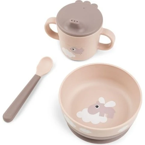 Done By Deer Foodie Premier Set Repas - Nuages Heureux Rose