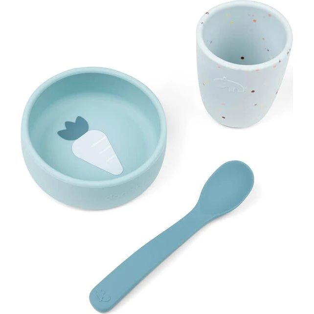 Done by Deer Set Vaisselle 3 Pièces Silicone Bleu