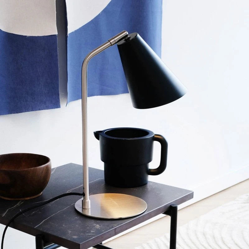 Dyberg Larsen Lampe de Table Oswald Noir et Acier